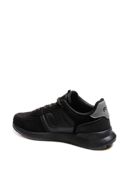 Men's Black Athletic Sneakers with Suede and Mesh Panels