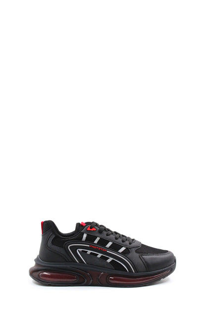 KOALA SYDNEY Men's Black Air Cushion Sneakers with Red Accents