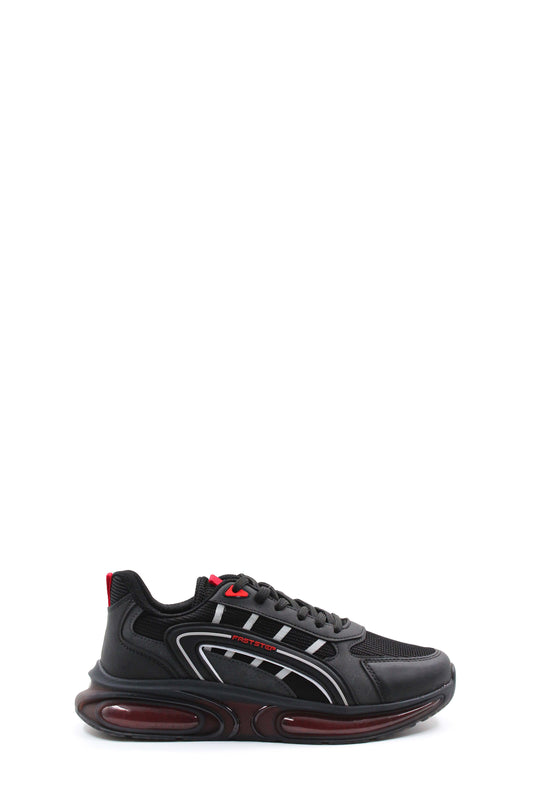 KOALA SYDNEY Men's Black Air Cushion Sneakers with Red Accents