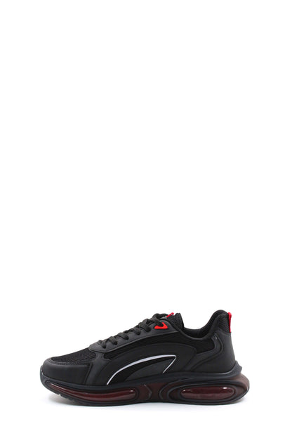 KOALA SYDNEY Men's Black Air Cushion Sneakers with Red Accents