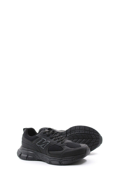 Men's All-Black Athletic Sneakers with Cushioned Sole