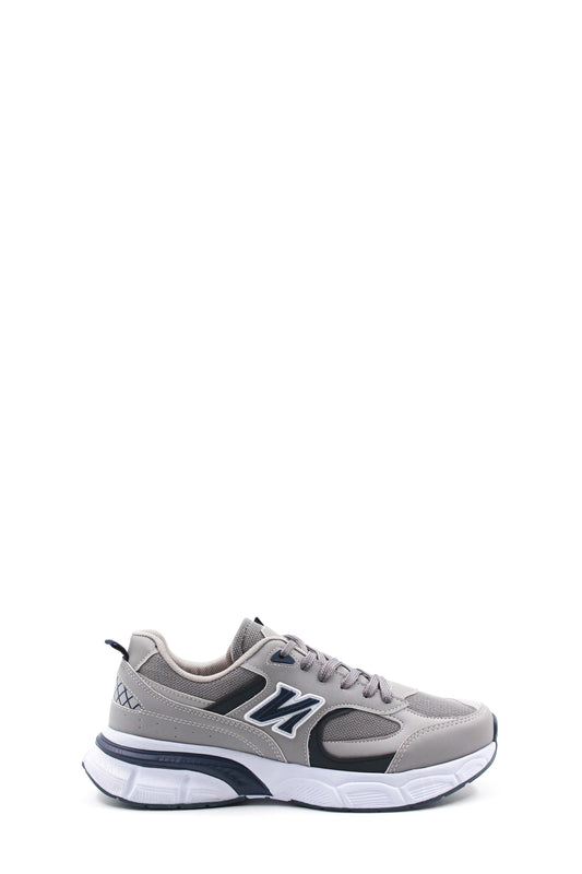 Men's Gray and Navy Athletic Sneakers with Cushioned Sole