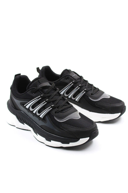 KOALA SYDNEY Men's Black Chunky Sneakers with White Sole
