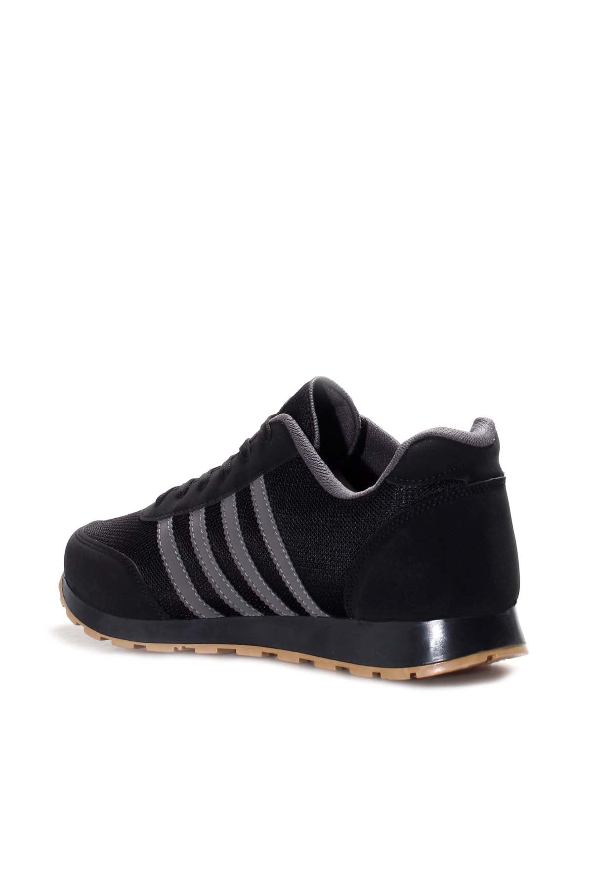 KOALA SYDNEY Men's Black Mesh Sneakers with Gray Stripe Accents