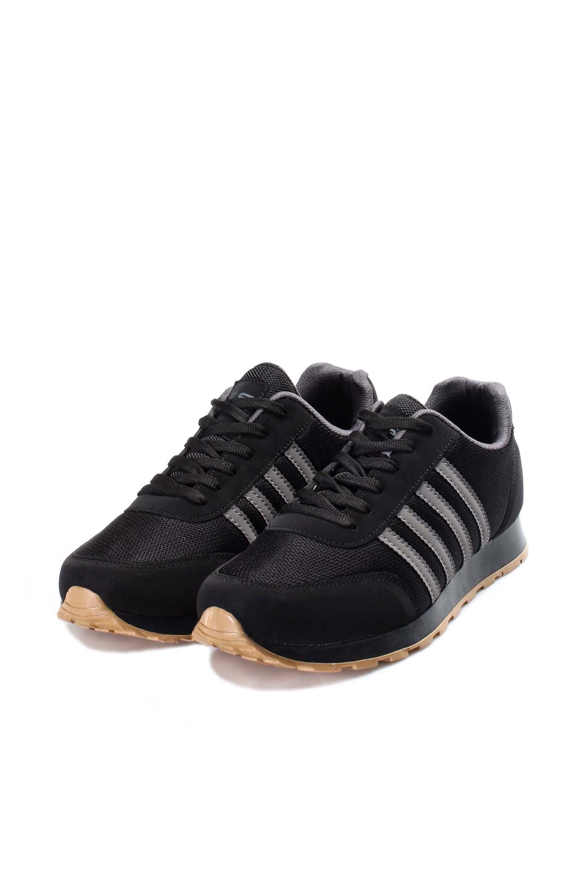 KOALA SYDNEY Men's Black Mesh Sneakers with Gray Stripe Accents