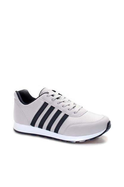 Men's Light Gray Sneakers with Black Stripe Detailing