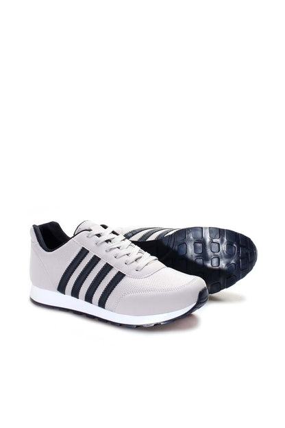 Men's Light Gray Sneakers with Black Stripe Detailing