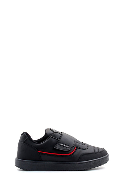 KOALA SYDNEY Men's Black Casual Velcro Sneakers with Red Accent