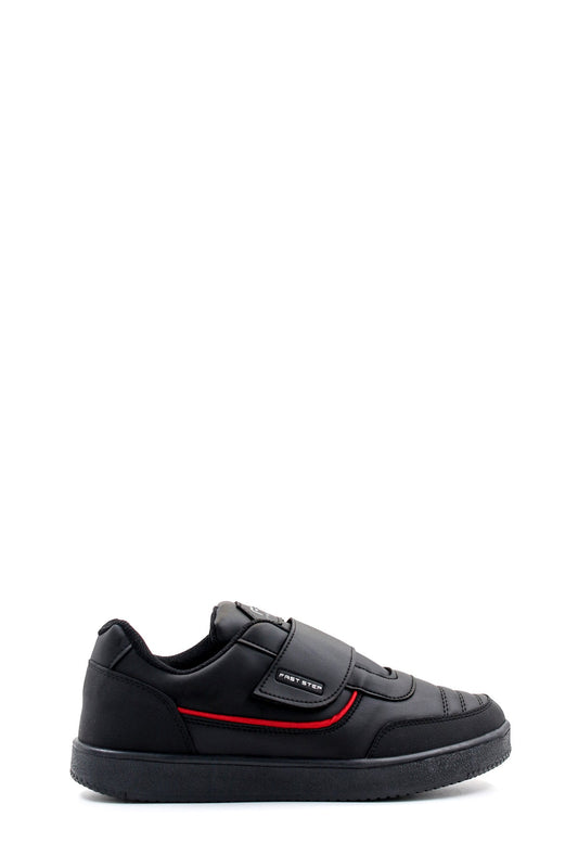 KOALA SYDNEY Men's Black Casual Velcro Sneakers with Red Accent
