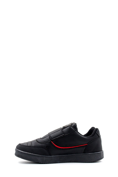 KOALA SYDNEY Men's Black Casual Velcro Sneakers with Red Accent