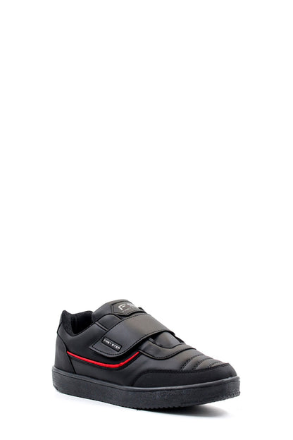 KOALA SYDNEY Men's Black Casual Velcro Sneakers with Red Accent
