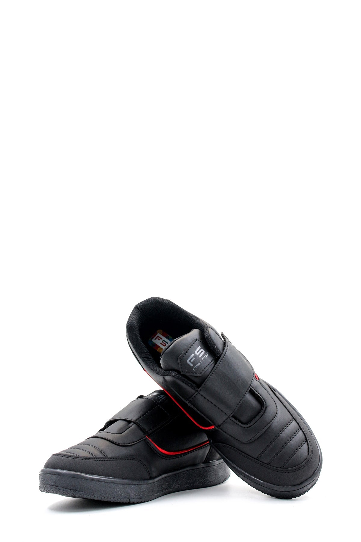 KOALA SYDNEY Men's Black Casual Velcro Sneakers with Red Accent