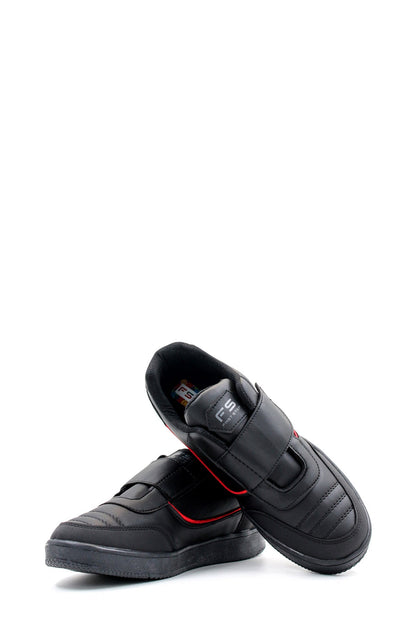 KOALA SYDNEY Men's Black Casual Velcro Sneakers with Red Accent