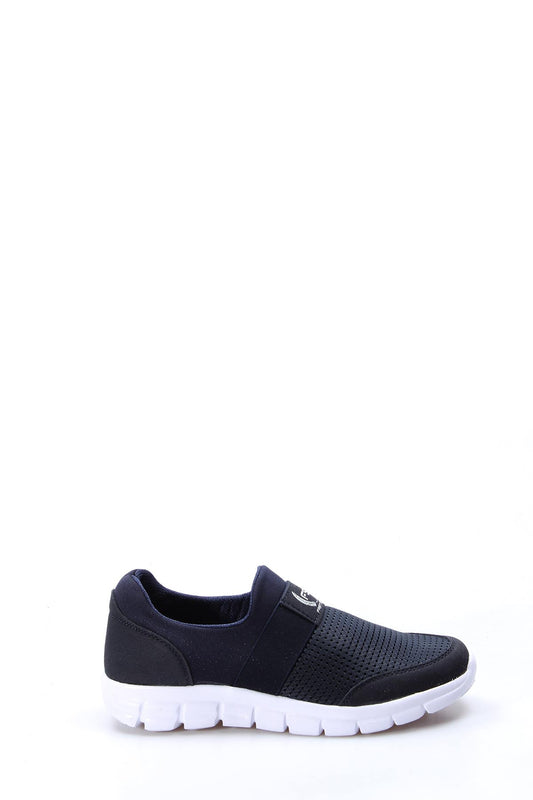 Men's Navy Slip-On Sneakers with Mesh Upper and White Sole