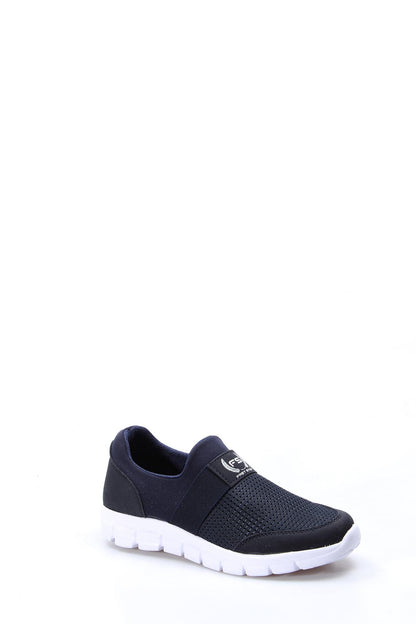 Men's Navy Slip-On Sneakers with Mesh Upper and White Sole