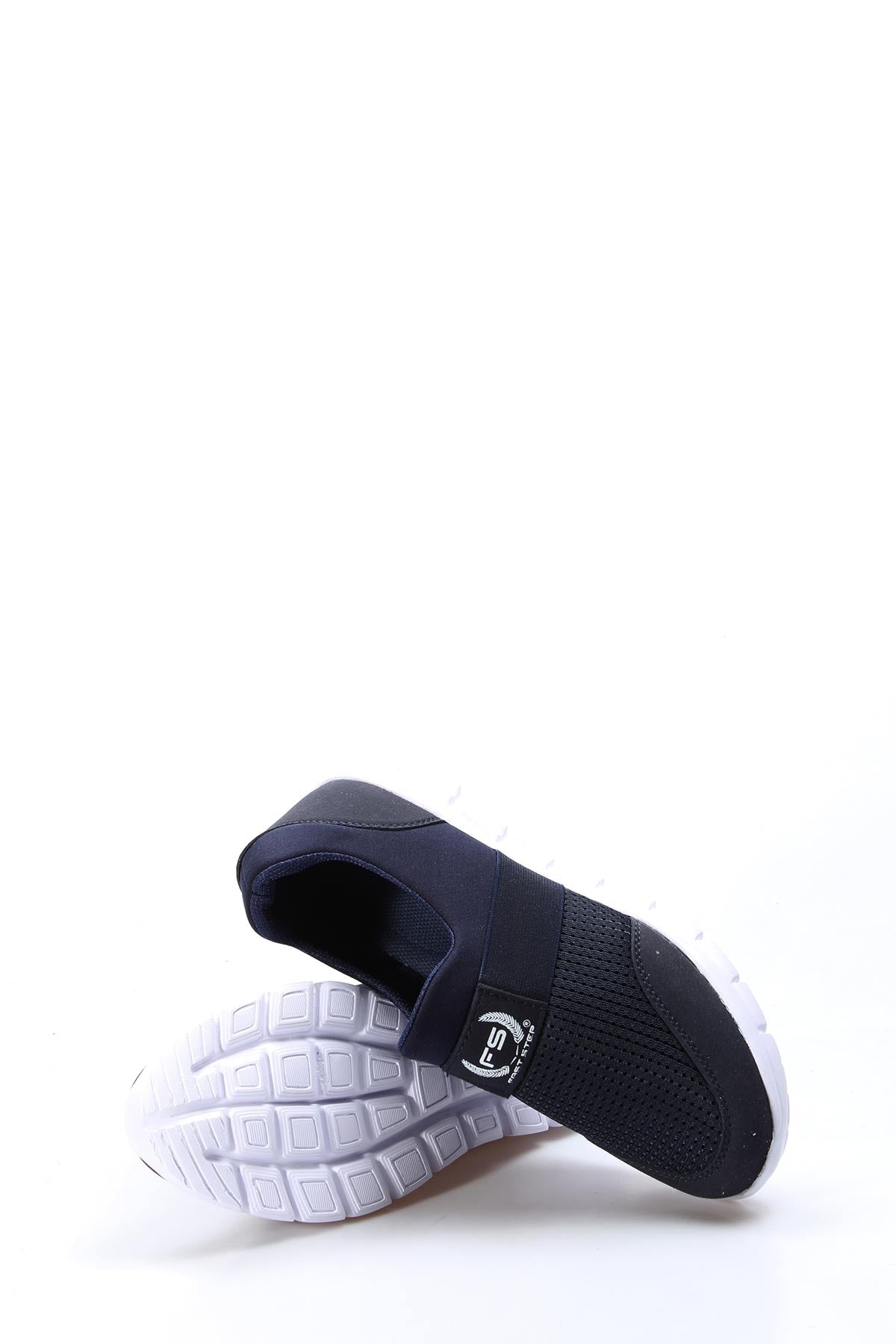 Men's Navy Slip-On Sneakers with Mesh Upper and White Sole