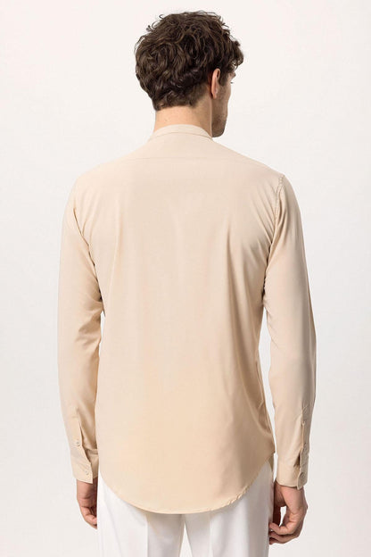 Beige Long Sleeve Men's Shirt