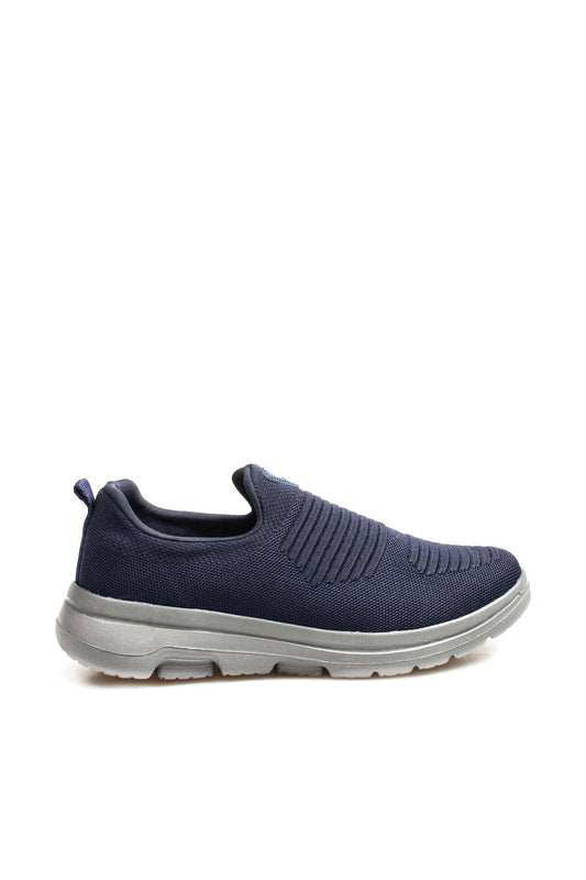 Men's Navy Slip-On Athletic Sneakers with Knit Upper