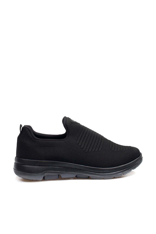 Men's Black Slip-On Athletic Sneakers with Knit Upper