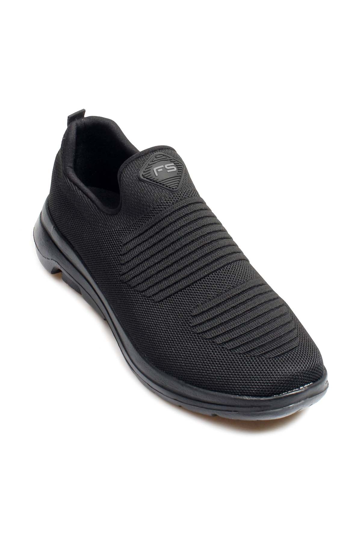 Men's Black Slip-On Athletic Sneakers with Knit Upper