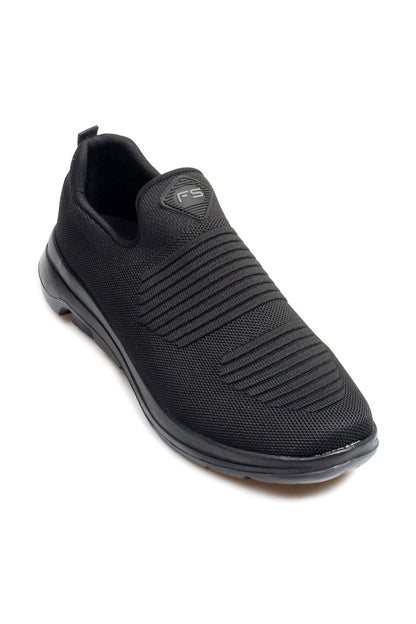Men's Black Slip-On Athletic Sneakers with Knit Upper
