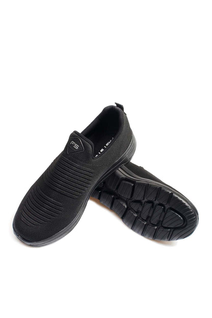 Men's Black Slip-On Athletic Sneakers with Knit Upper