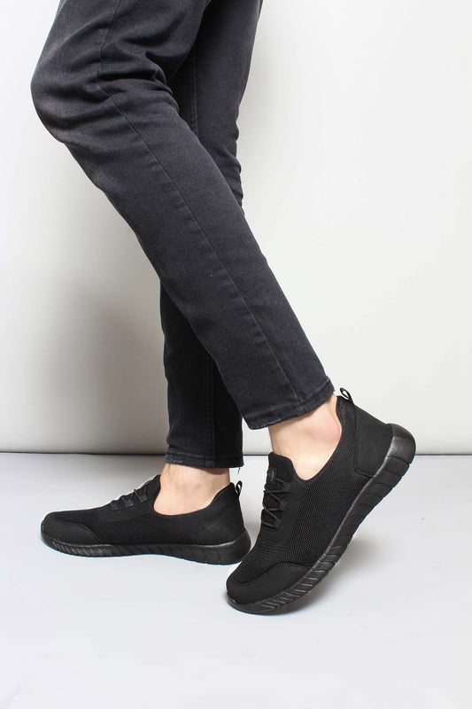 KOALA SYDNEY Men's Black Lace-Up Athletic Mesh Sneakers