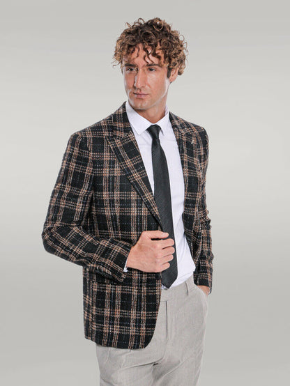 Plaid Slim Fit Black Men Blazer