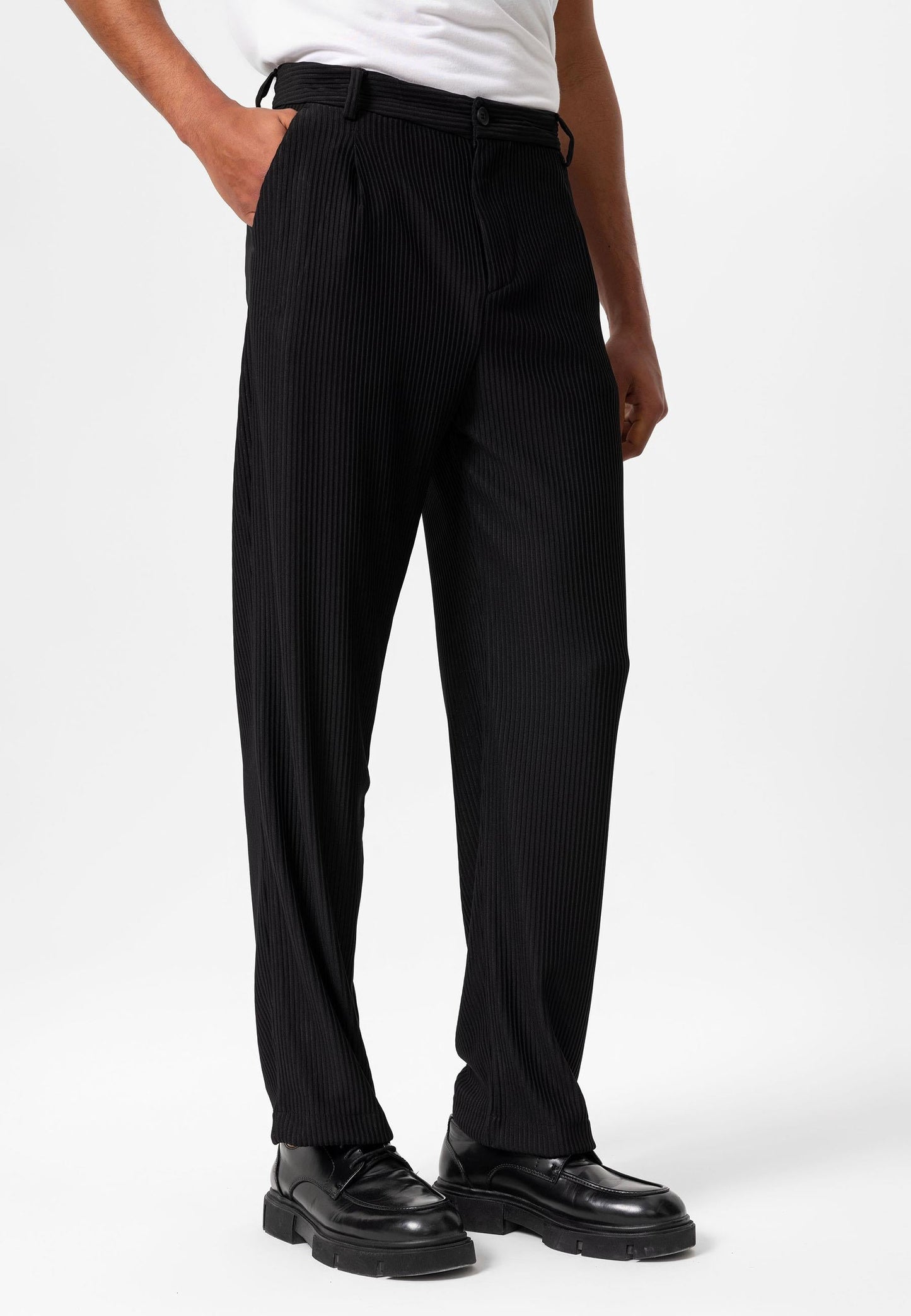 Men's Black Ribbed Pants