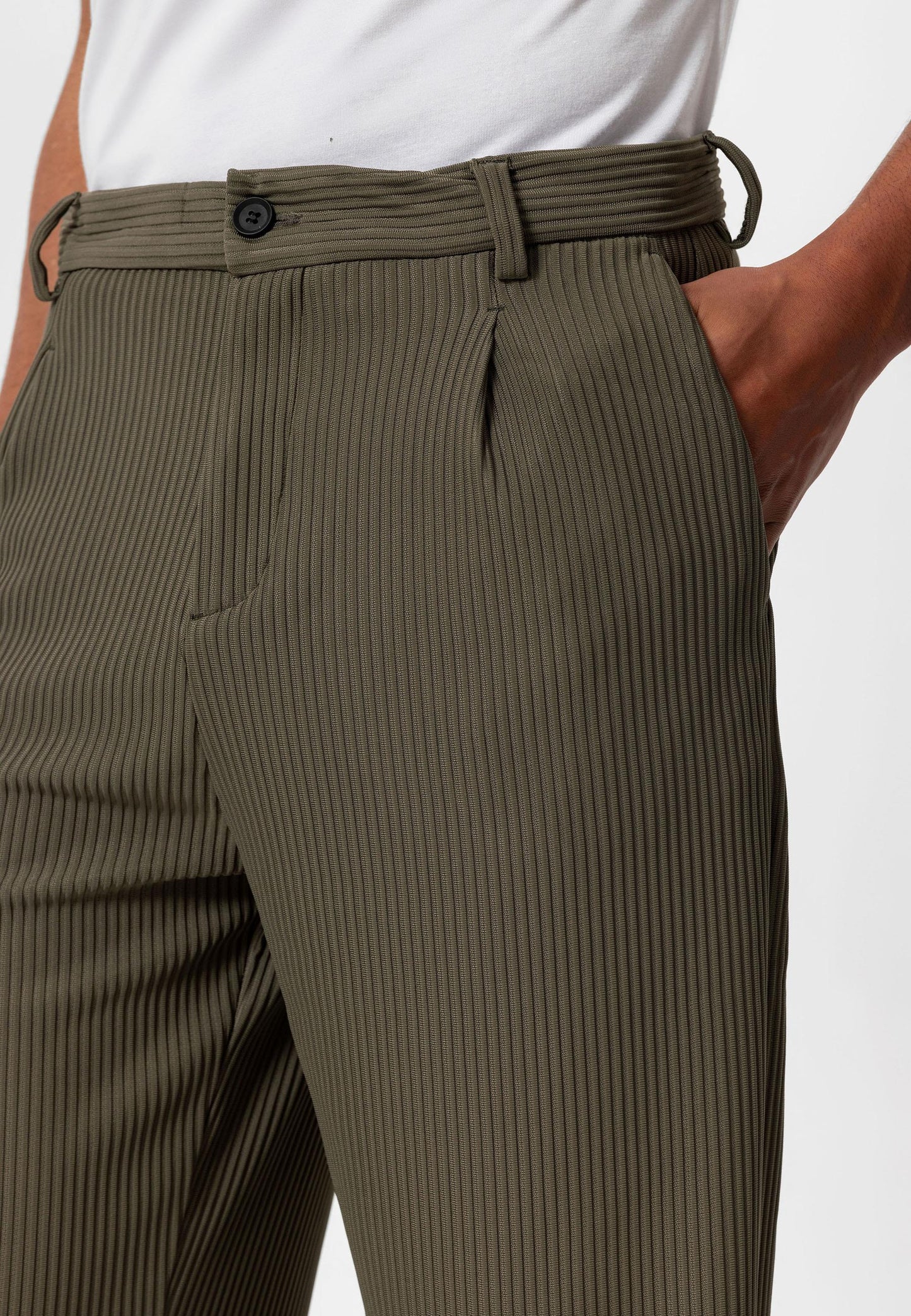 Men's Khaki Ribbed Pants