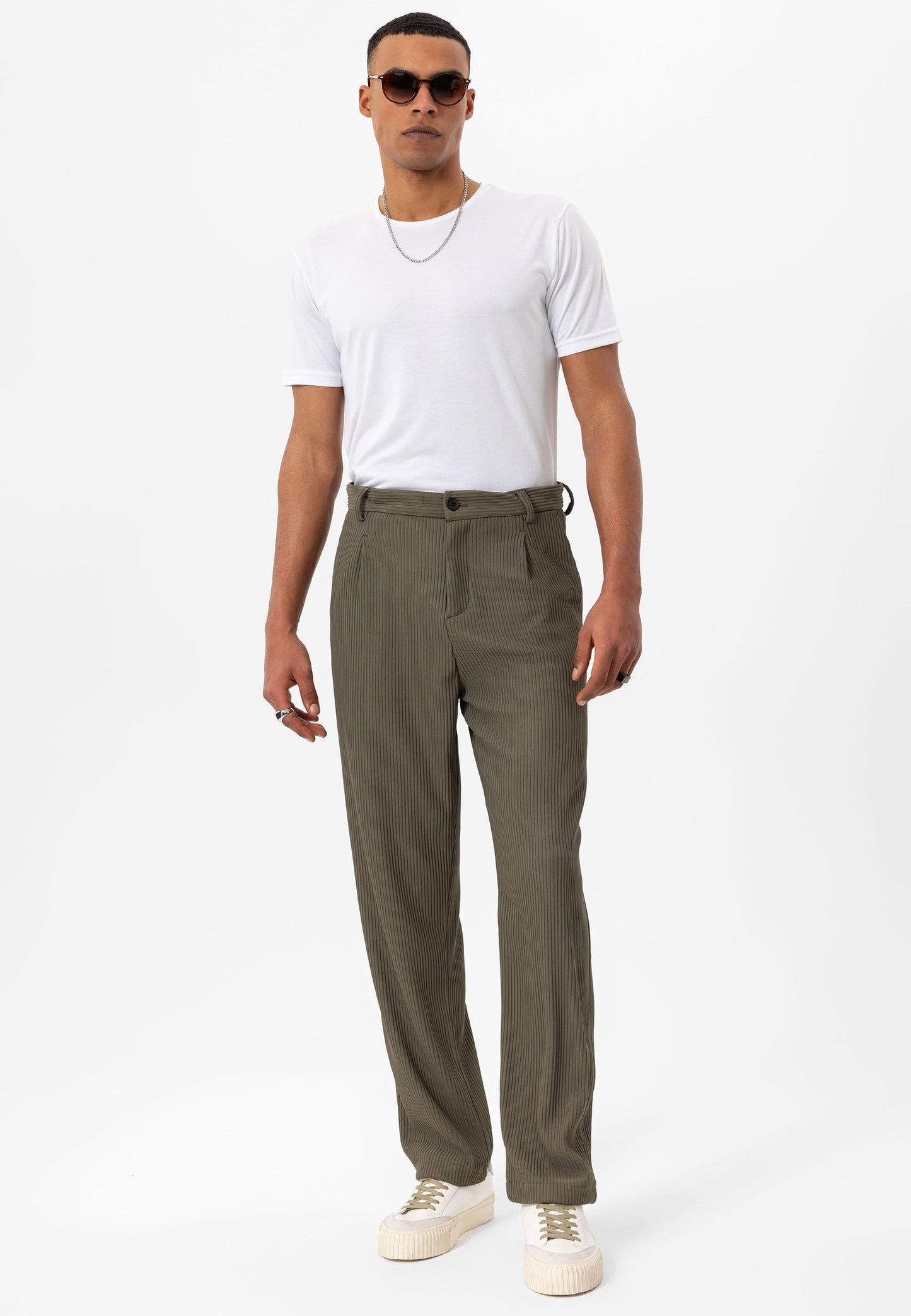 Men's Khaki Ribbed Pants