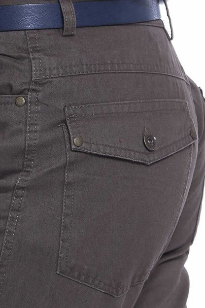 Flap Pockets Suede Cotton Slim Fit Khaki Men Pants - Wessi