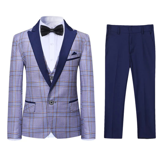 KOALA SYDNEY  SWOTGdoby Boys 3-Piece Slim Fit Check Plaid Suit Set