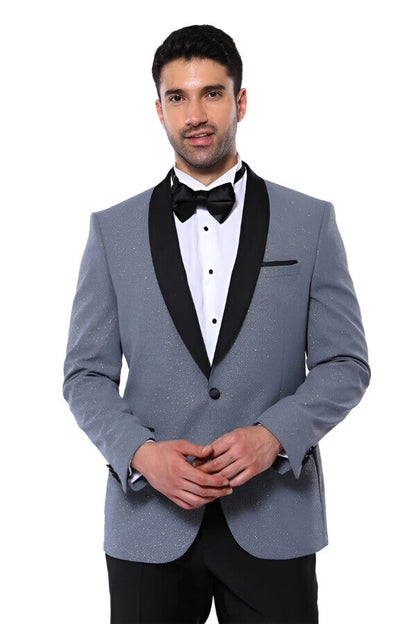 KOALA SYDNEY  Smoked Shawl Lapel Sparkly Anthracite Tuxedo Jacket -