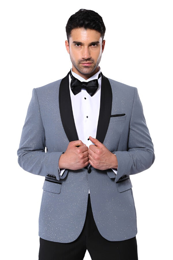 KOALA SYDNEY  Smoked Shawl Lapel Sparkly Anthracite Tuxedo Jacket -