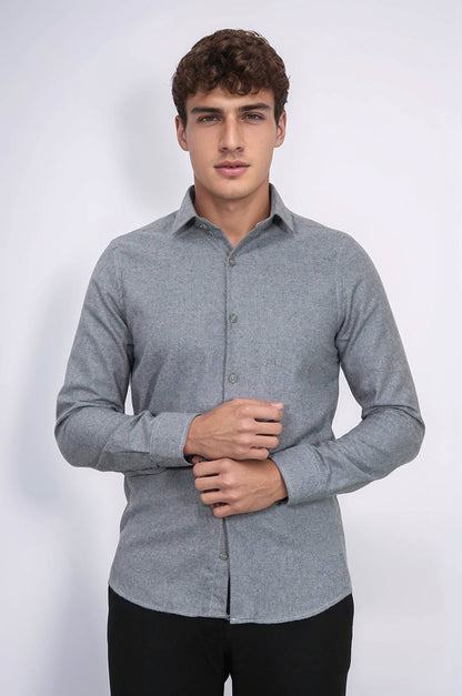 Plain Slim Fit Grey Men Lumberjack Men Shirt