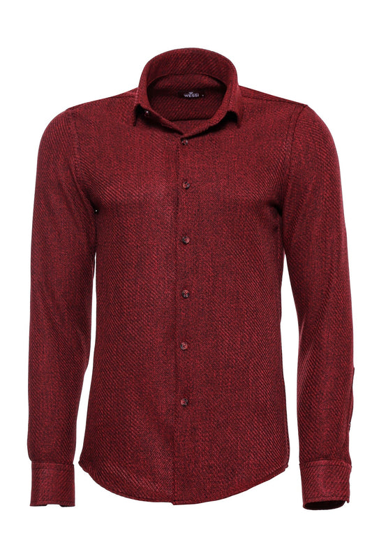 KOALA SYDNEY  Slim Fit Cotton Plain Burgundy Men Lumberjack Shirt -
