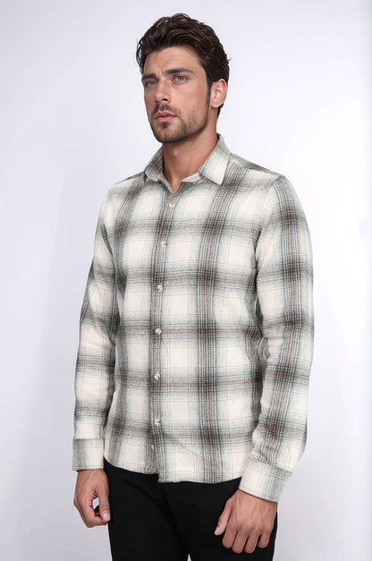 Checked Beige Men Lumberjack Shirt