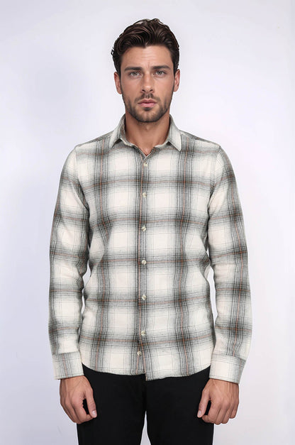 Checked Beige Men Lumberjack Shirt