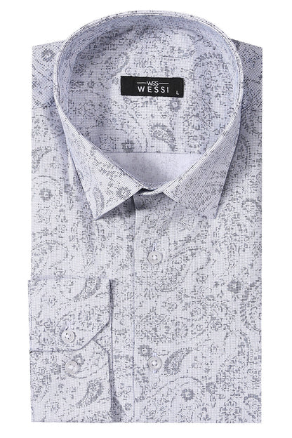 Patterned Men's White Shirt |