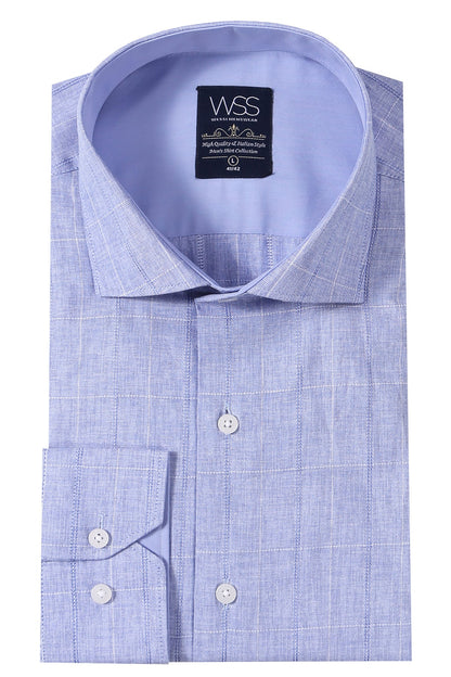 Checked Long Sleeve Blue Shirt |