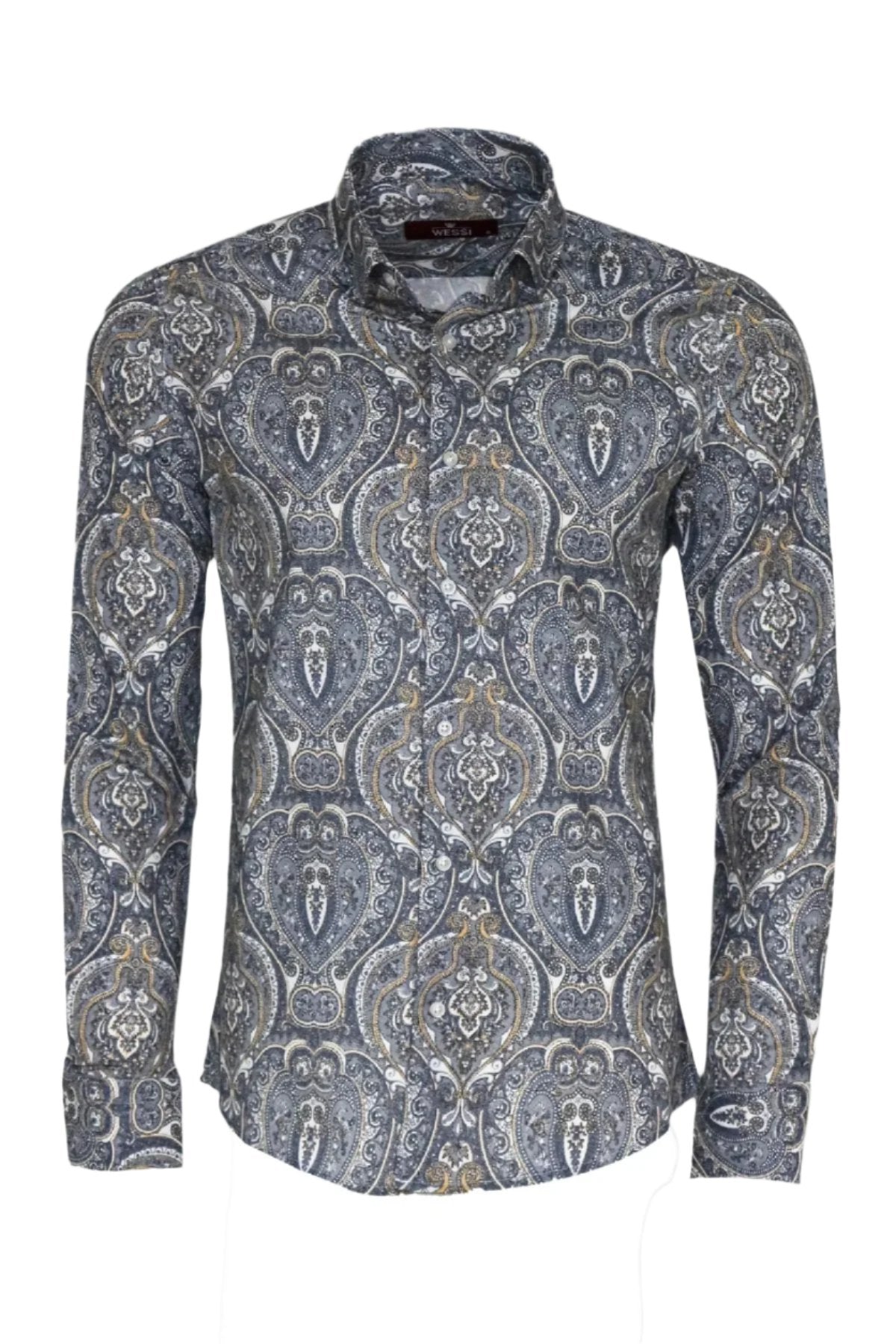 KOALA SYDNEY  Damask Pattern Blue Slim Fit Shirt -