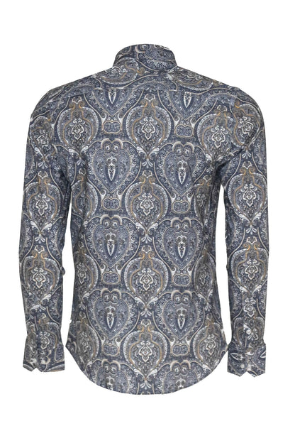 KOALA SYDNEY  Damask Pattern Blue Slim Fit Shirt -