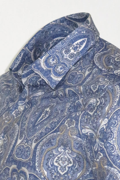 KOALA SYDNEY  Blue Damask Pattern Slim Fit Shirt -