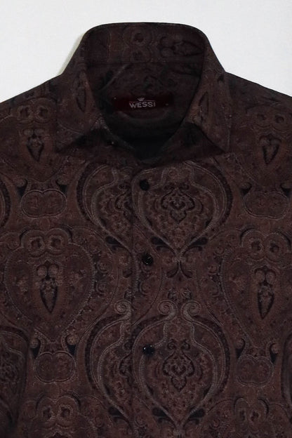 KOALA SYDNEY  Brown Patterned Slim Fit Men's Shirt -