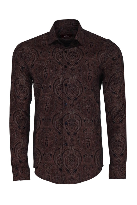 KOALA SYDNEY  Brown Patterned Slim Fit Men's Shirt -