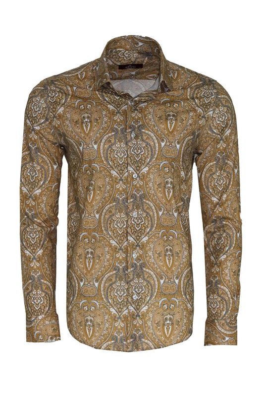 KOALA SYDNEY  Beige Patterned Slim Fit Men's Shirt -