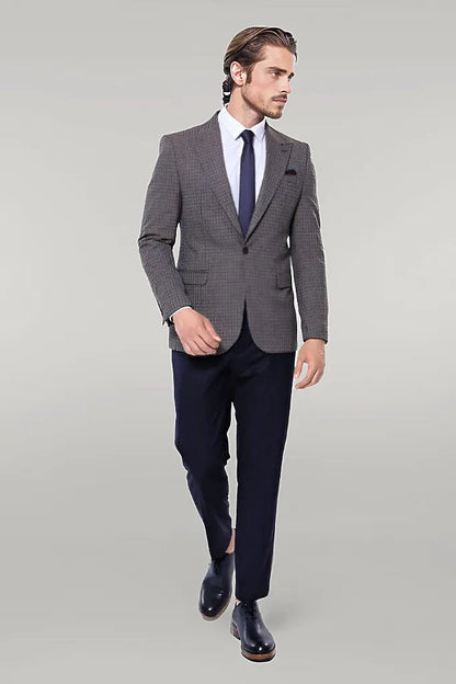 KOALA SYDNEY  Gingham Slim Fit Brown Men Blazer -