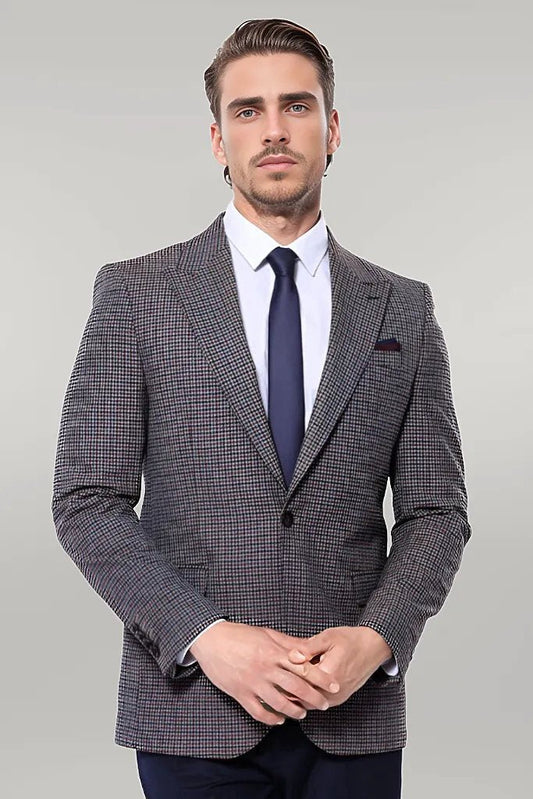 KOALA SYDNEY  Gingham Slim Fit Brown Men Blazer -