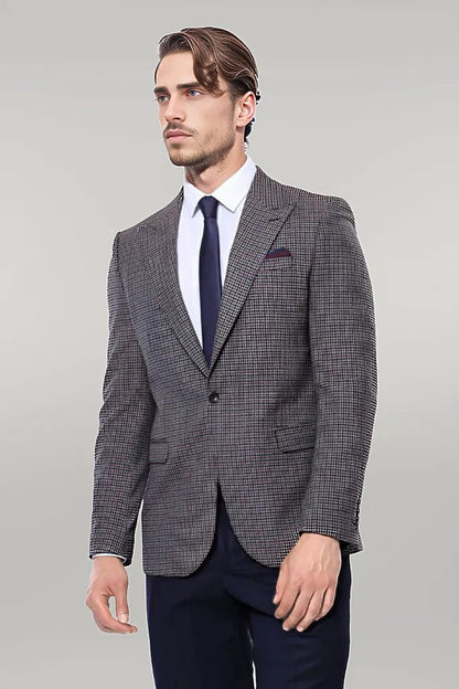KOALA SYDNEY  Gingham Slim Fit Brown Men Blazer -